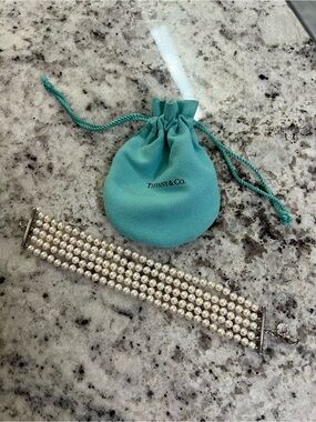 Tiffany & Co. Five-Row Pearl Bracelet with Silver Clasp